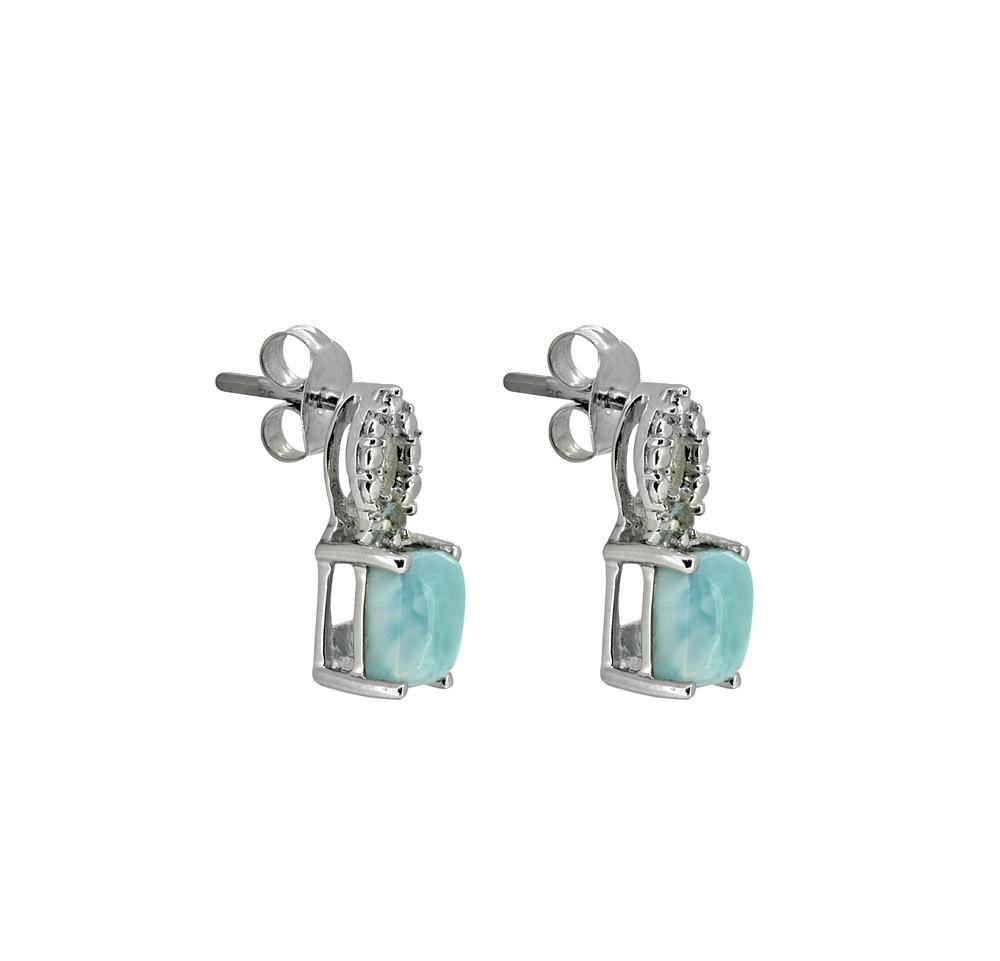 1.09 Ct. Larimar White Zircon Solid 925 Sterling Silver Earrings Jewelry - YoTreasure