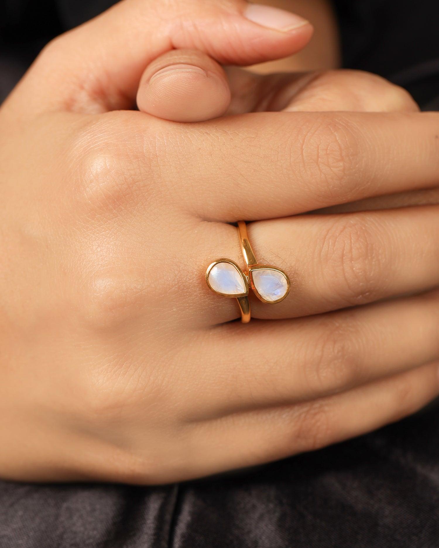 1.70 Ct. Moonstone Ring 14K Gold Over 925 Silver Jewelry - YoTreasure