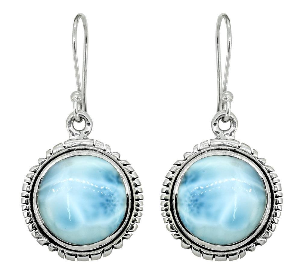 Natural Larimar Solid 925 Sterling Silver Dangle Earrings Jewelry - YoTreasure