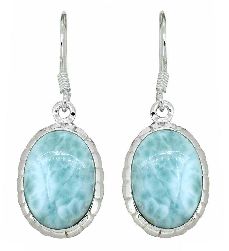 Natural Larimar Solid 925 Sterling Silver Dangle Earrings Jewelry - YoTreasure