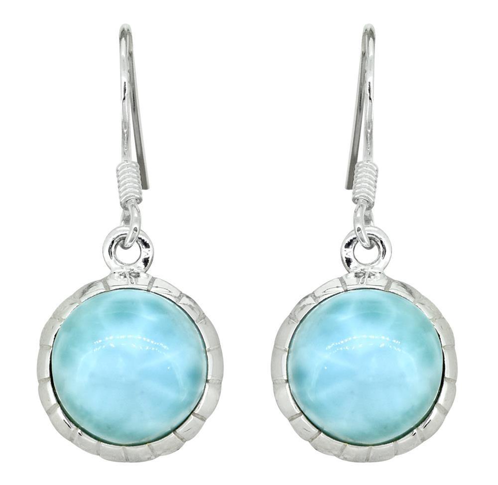 Natural Larimar Solid 925 Sterling Silver Dangle Earrings Jewelry - YoTreasure