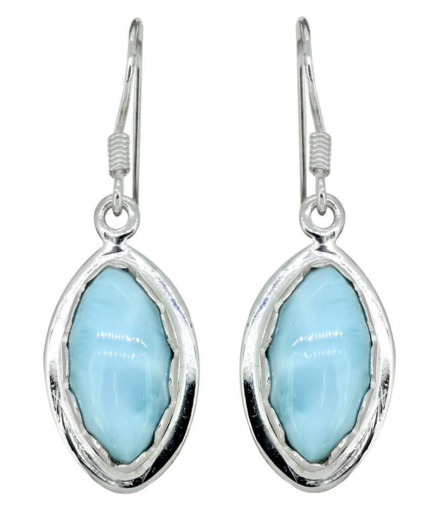 Natural Larimar Solid 925 Sterling Silver Dangle Earrings Jewelry - YoTreasure