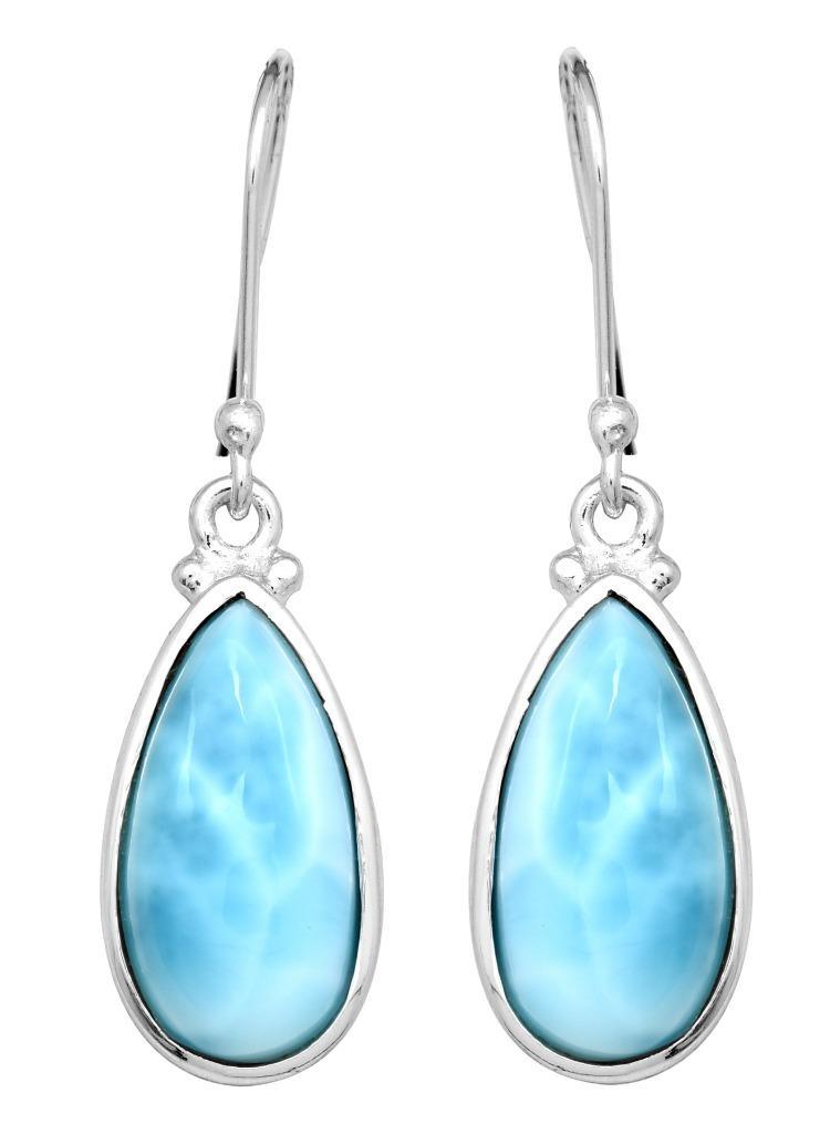 Larimar 925 Solid Solid Sterling Silver Earrings Silver Jewelry - YoTreasure