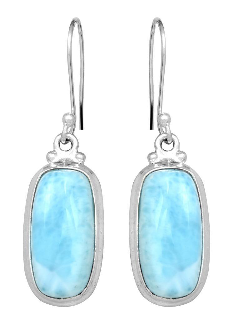 Natural Larimar 925 Solid Sterling Silver Earrings - YoTreasure
