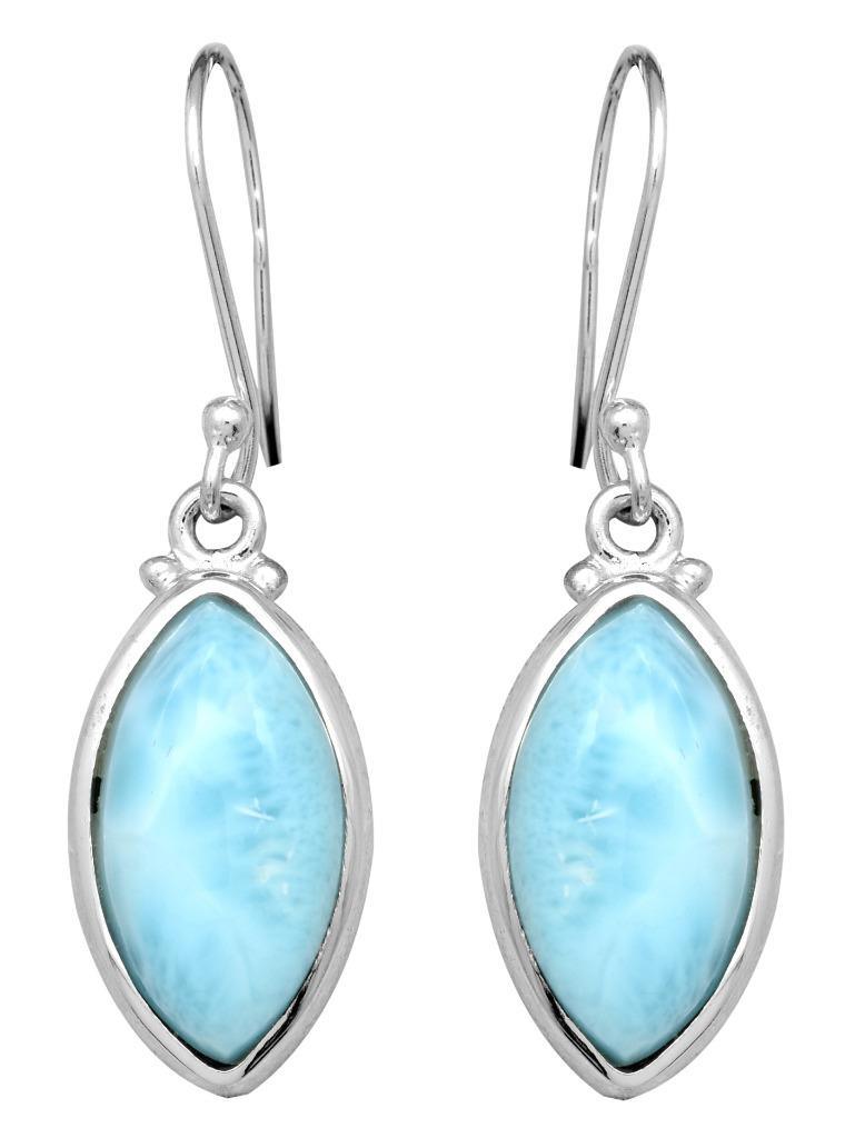Natural Larimar 925 Solid Sterling Silver Earrings Silver Jewelry - YoTreasure