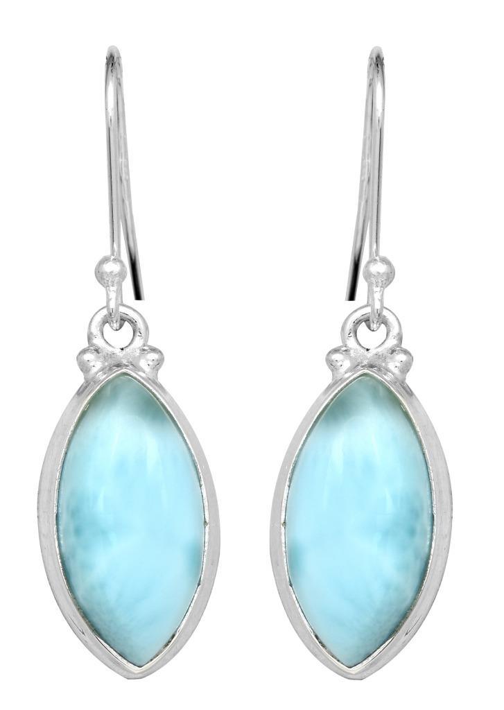 Natural Larimar 925 Solid Sterling Silver Earrings Silver Jewelry - YoTreasure