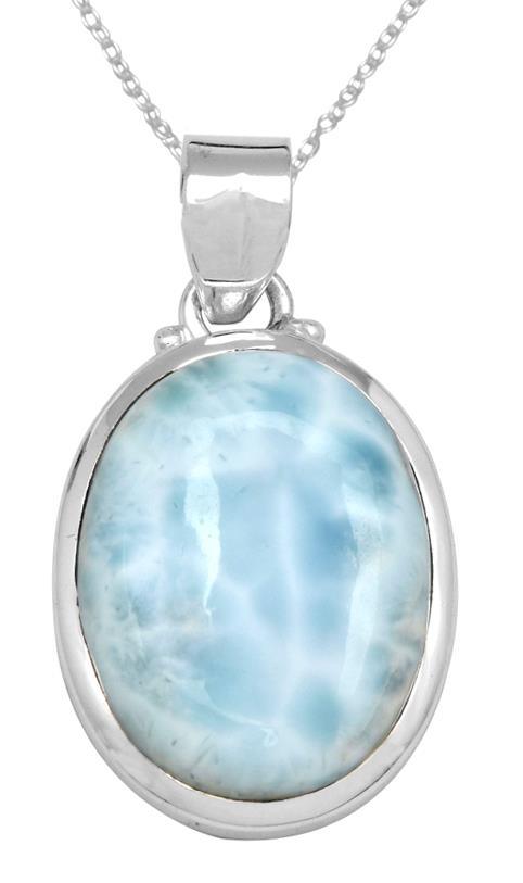 Natural Larimar 925 Solid Sterling Silver Pendant Necklace Silver Jewelry - YoTreasure