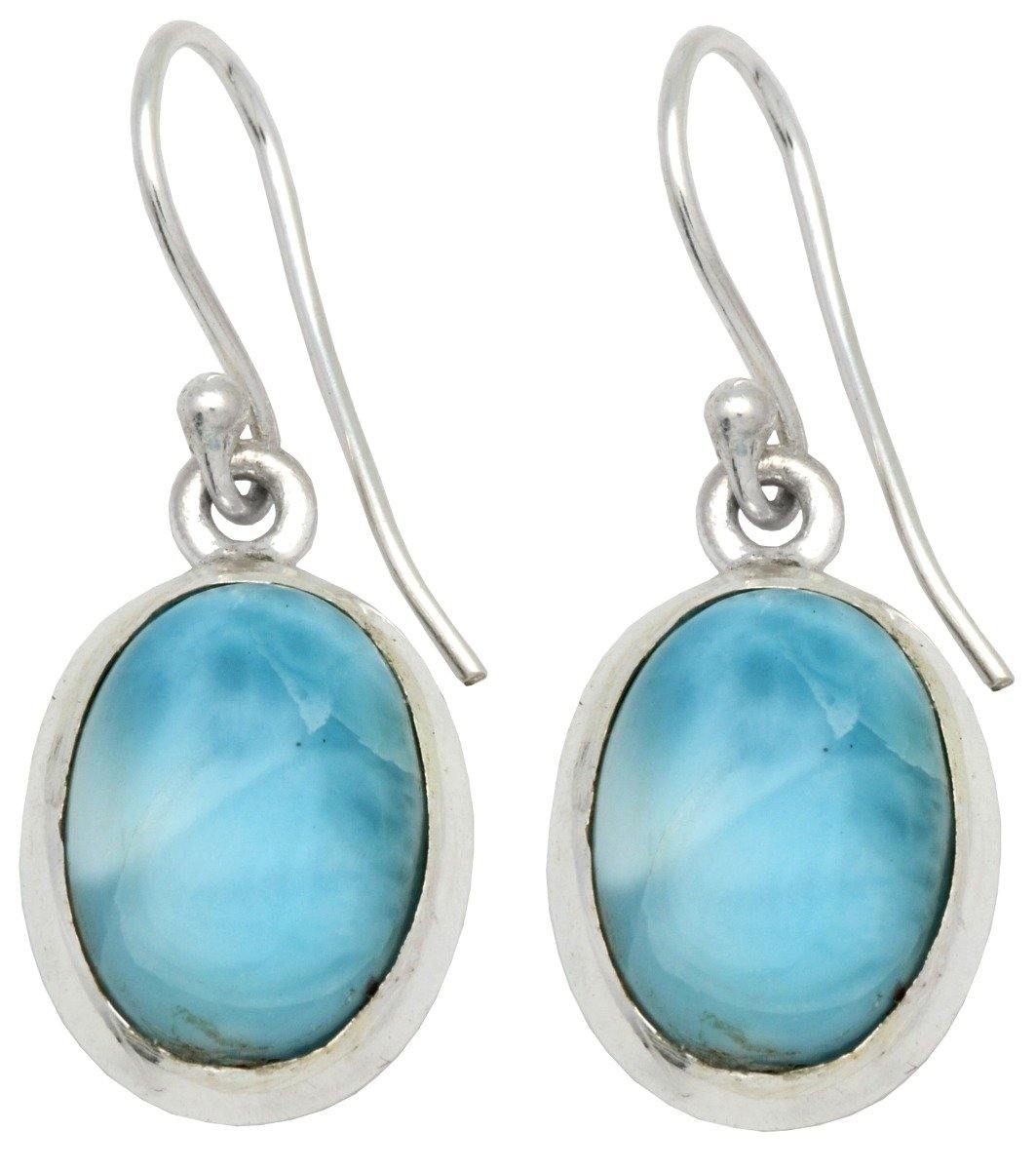 Natural Larimar Solid 925 Sterling Silver Gemstone Earrings - YoTreasure