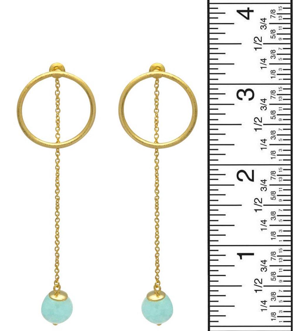 Aqua Chalcedony  Gold Plated Over Brass Drop Earrings Jewelry - YoTreasure