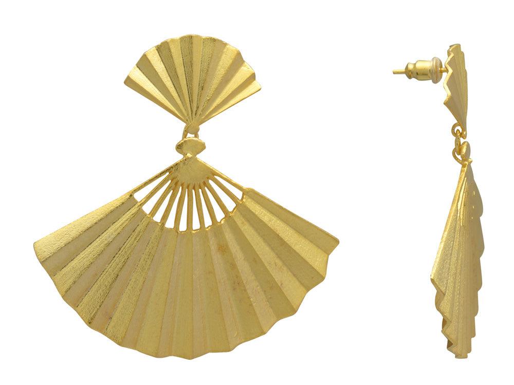 Gold Plated Over Brass Large Earrings Jewelry - YoTreasure
