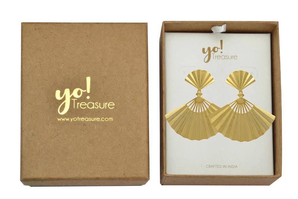 Gold Plated Over Brass Large Earrings Jewelry - YoTreasure