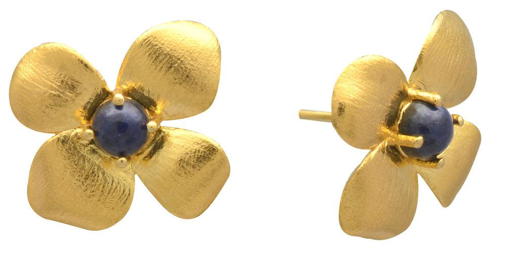 Lapis Gold Plated Over Brass Stud Earrings Jewelry - YoTreasure