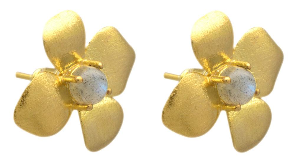 Labradorite Gold Plated Over Brass Studs Earrings Jewelry - YoTreasure