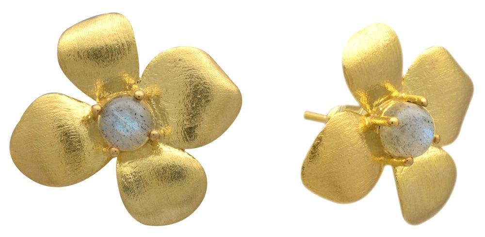 Labradorite Gold Plated Over Brass Studs Earrings Jewelry - YoTreasure