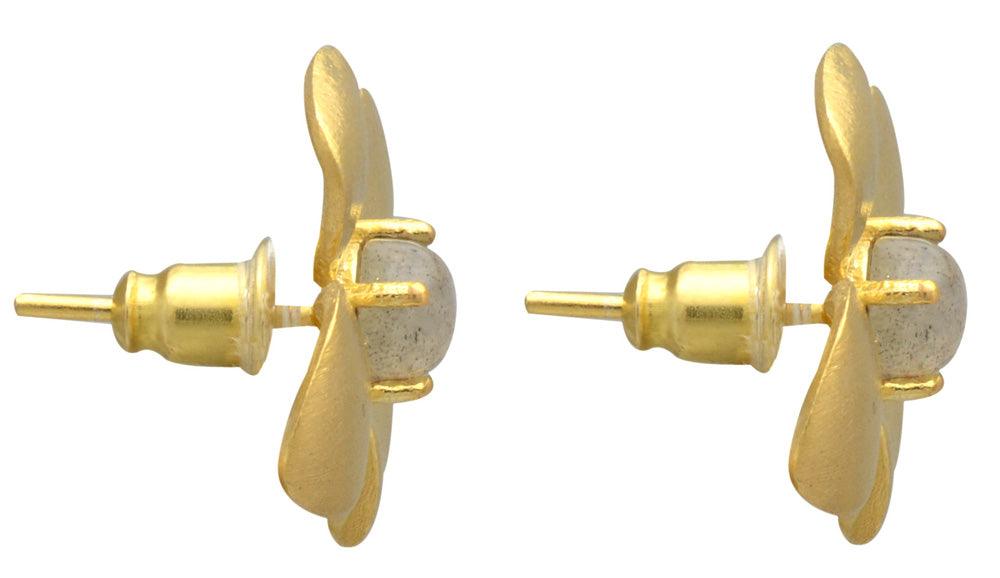 Labradorite Gold Plated Over Brass Studs Earrings Jewelry - YoTreasure