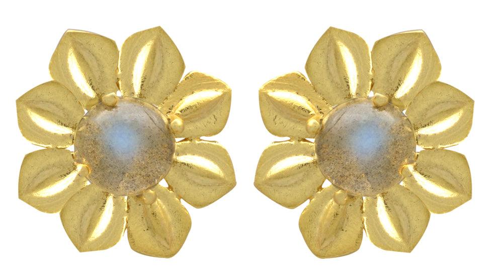 Labradorite Gold Plated Over Brass Studs Earrings Jewelry - YoTreasure