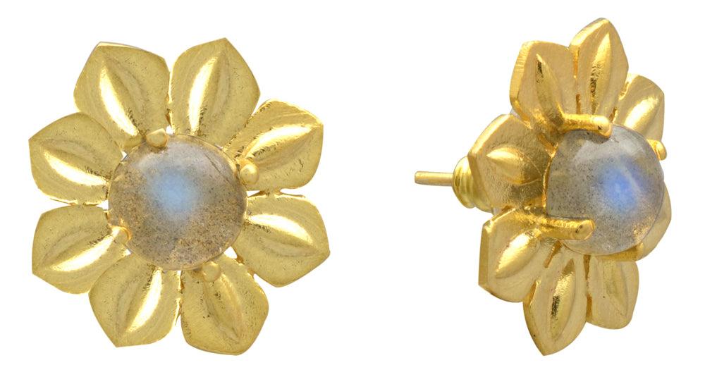 Labradorite Gold Plated Over Brass Studs Earrings Jewelry - YoTreasure