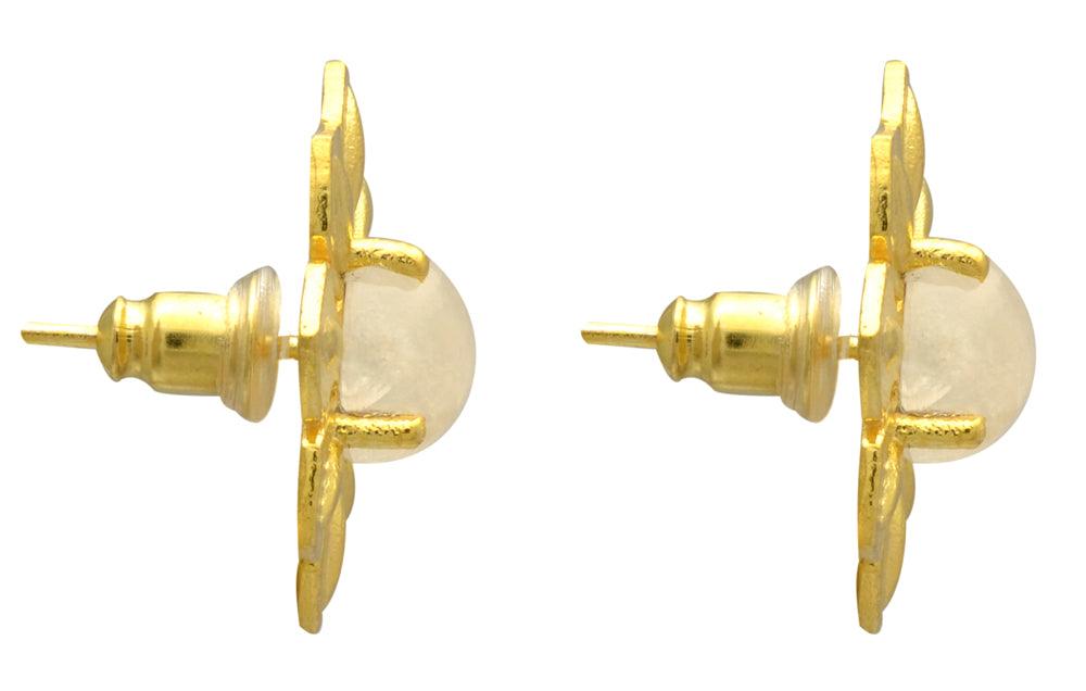 Rainbow Moonstone Gold Plated Over Brass Studs Earrings Jewelry - YoTreasure