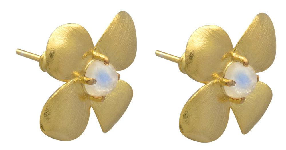 Rainbow Moonstone Gold Plated Over Brass Earrings Jewelry - YoTreasure