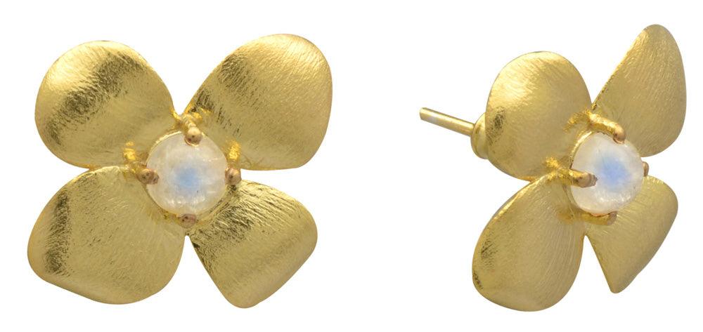 Rainbow Moonstone Gold Plated Over Brass Earrings Jewelry - YoTreasure