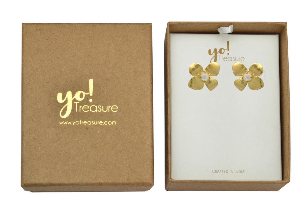 Rainbow Moonstone Gold Plated Over Brass Earrings Jewelry - YoTreasure