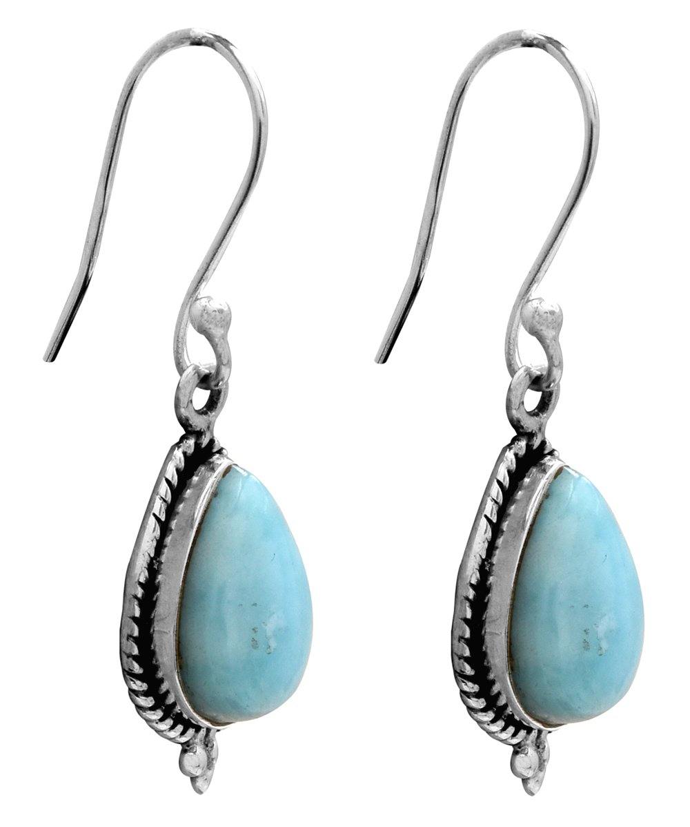 Natural Larimar 925 Solid Sterling Silver Earrings - YoTreasure