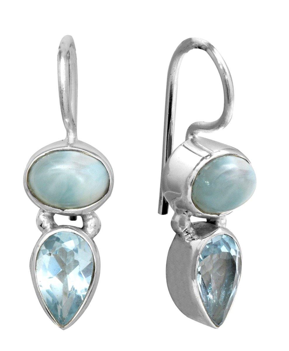 Natural Larimar Blue Topaz 925 Sterling Silver Earring - YoTreasure