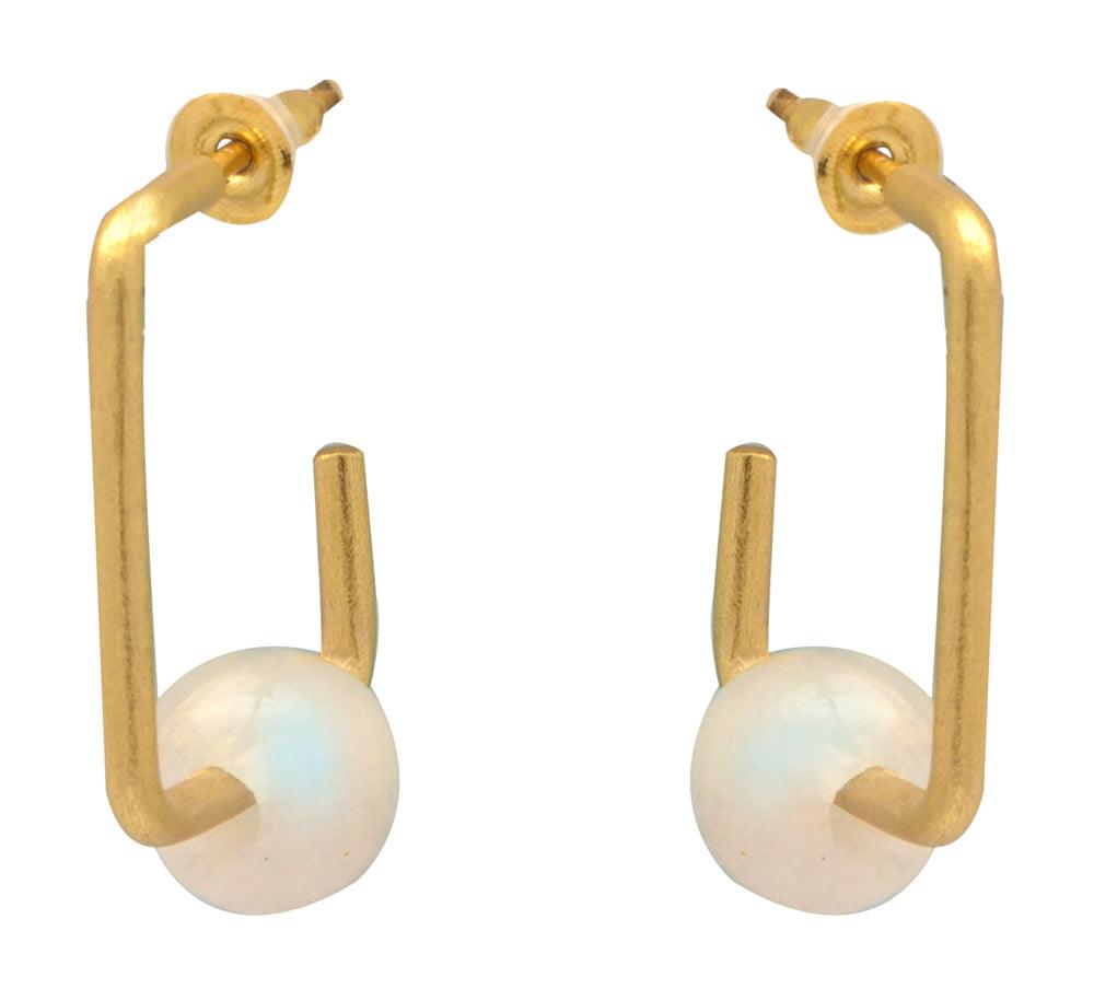Rainbow Moonstone Gold Plated Over Brass Earrings Jewelry - YoTreasure