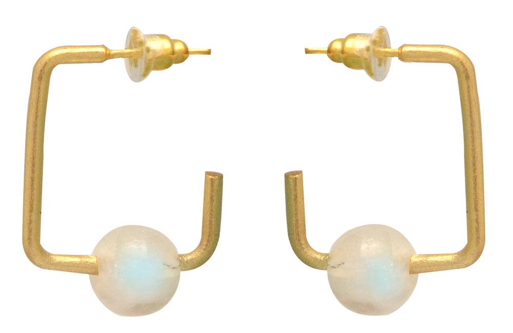 Rainbow Moonstone Gold Plated Over Brass Earrings Jewelry - YoTreasure
