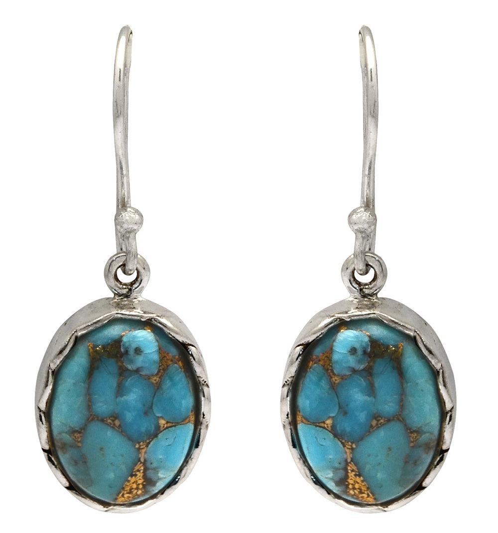Blue Copper Turquoise 925 Solid Sterling Silver Dangle Earrings Jewelry - YoTreasure