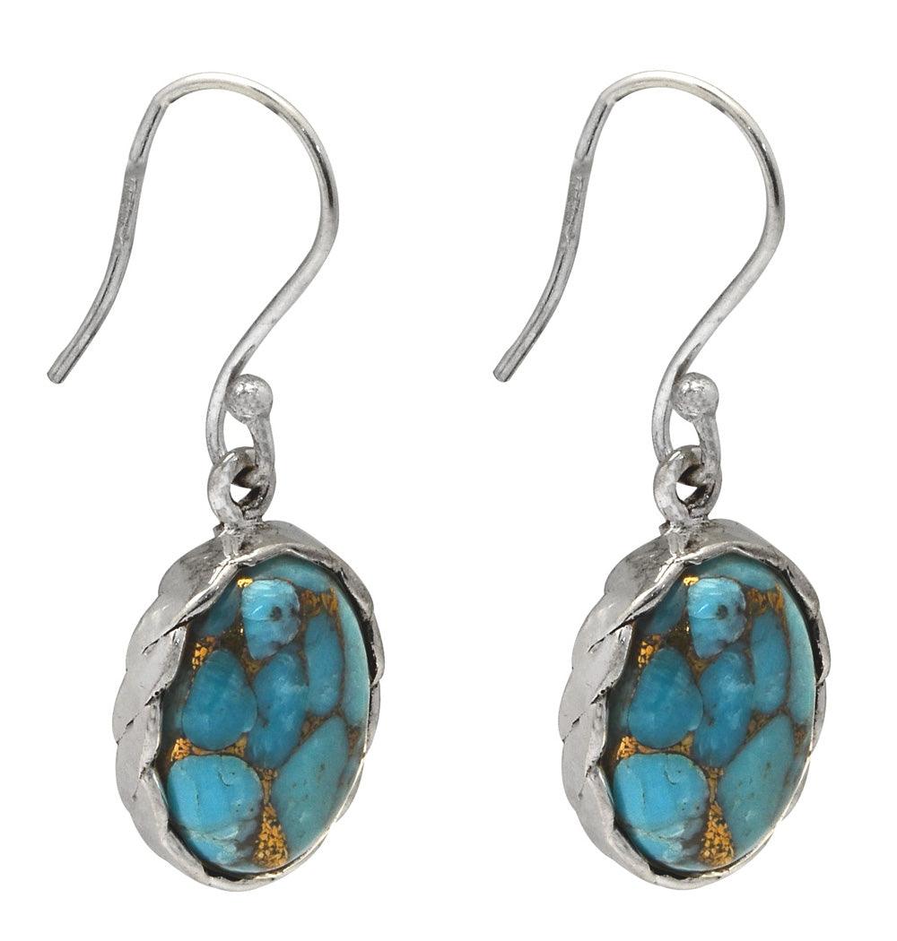 Blue Copper Turquoise 925 Solid Sterling Silver Dangle Earrings Jewelry - YoTreasure