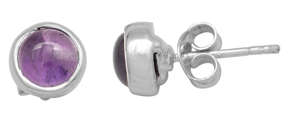 Natural Amethyst Stud 925 Solid Sterling Silver Earrings Silver Jewelry - YoTreasure