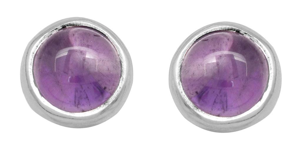 Natural Amethyst Stud 925 Solid Sterling Silver Earrings Silver Jewelry - YoTreasure