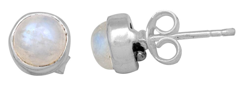 Rainbow Moonstone Stud 925 Solid Sterling Silver Earrings - YoTreasure