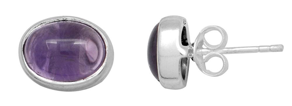 Natural Amethyst  Solid 925 Sterling Silver Stud Earrings - YoTreasure