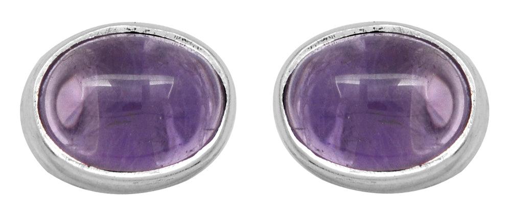 Natural Amethyst  Solid 925 Sterling Silver Stud Earrings - YoTreasure