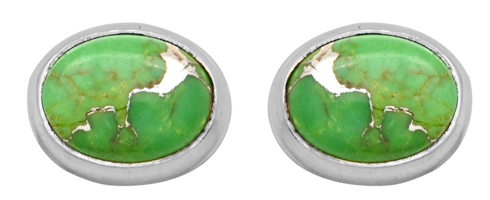 Green Turquoise Stud 925 Solid Sterling Silver Earrings - YoTreasure