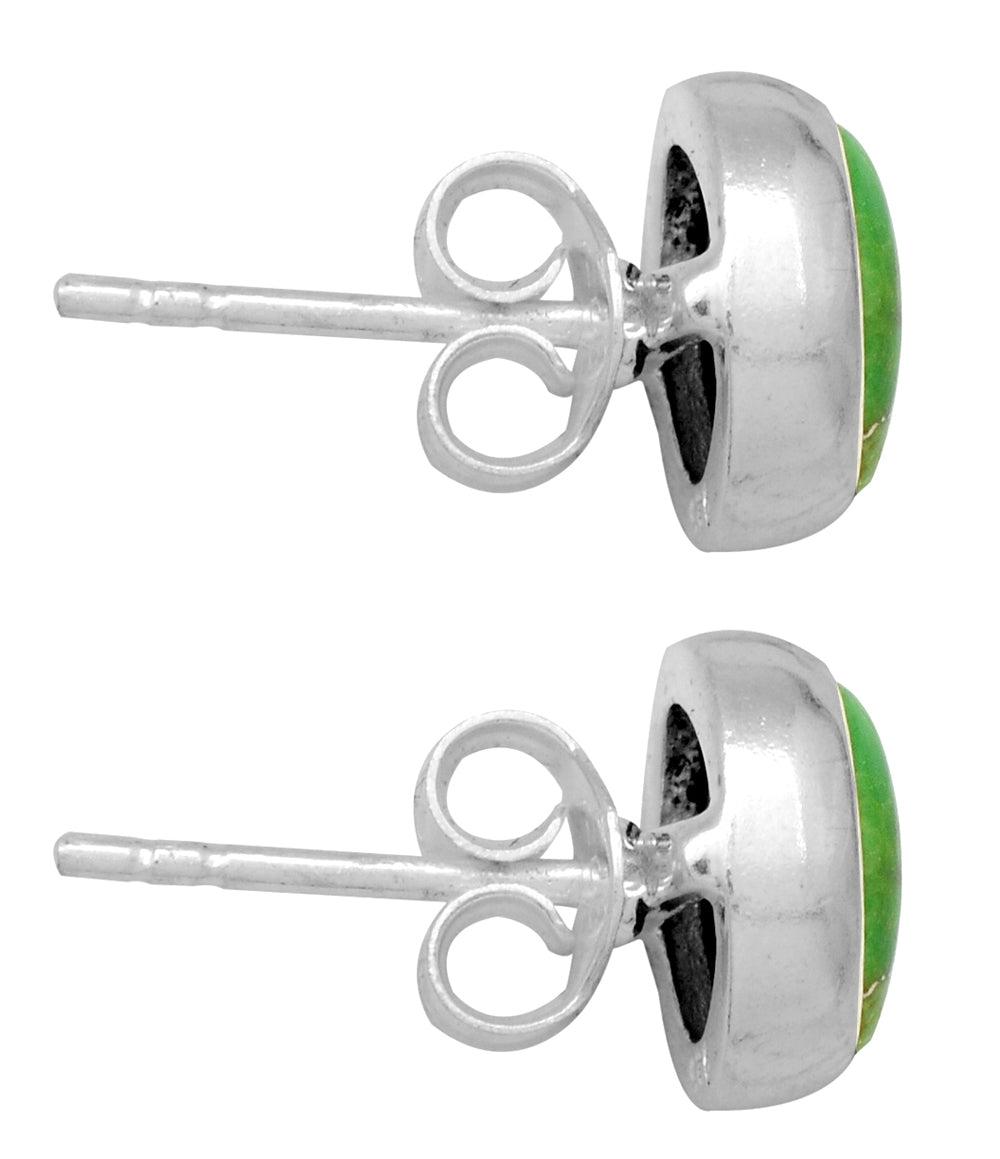 Green Turquoise Stud 925 Solid Sterling Silver Earrings - YoTreasure