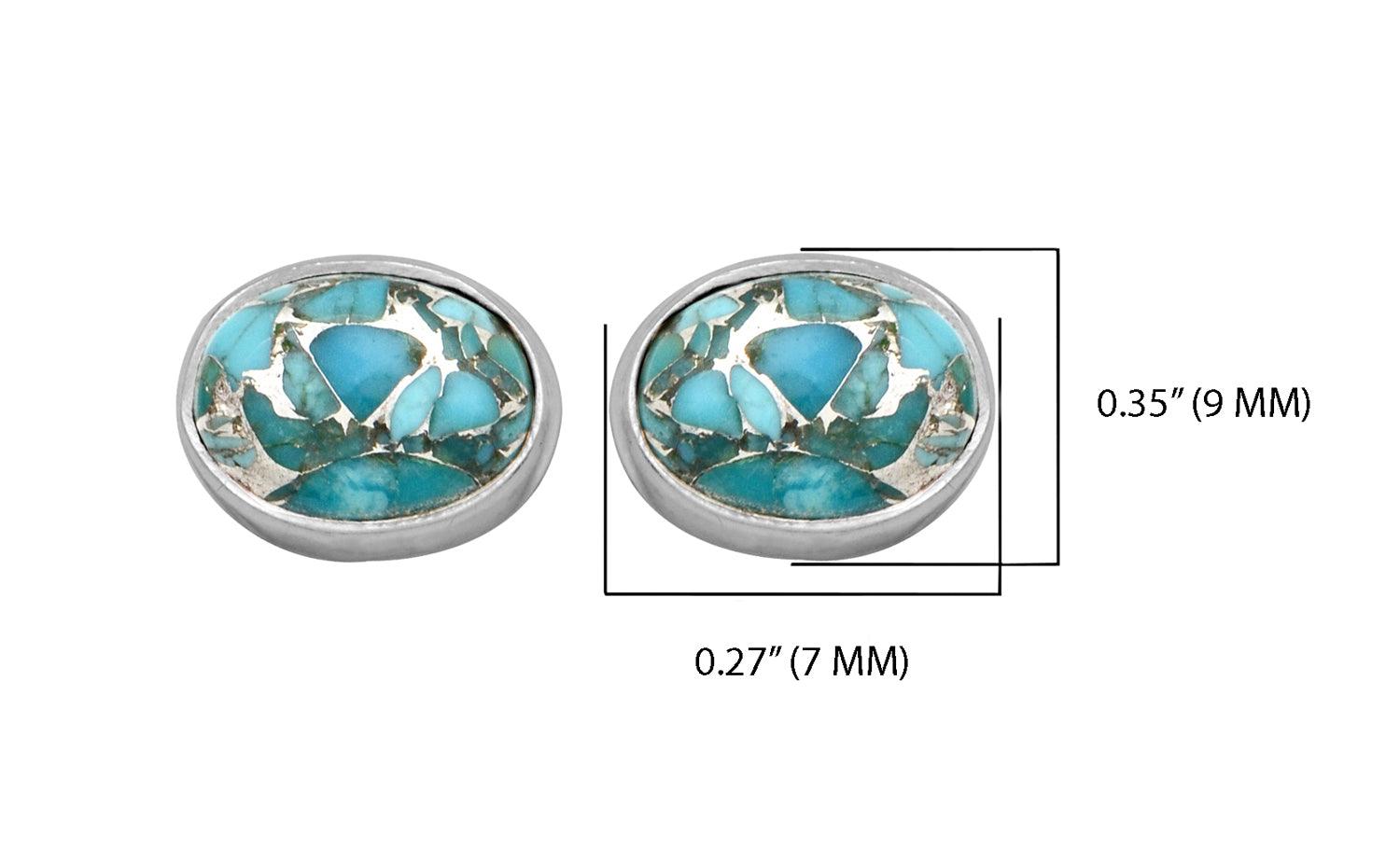 Blue Copper Turquoise Solid 925 Sterling Silver Stud Earrings - YoTreasure