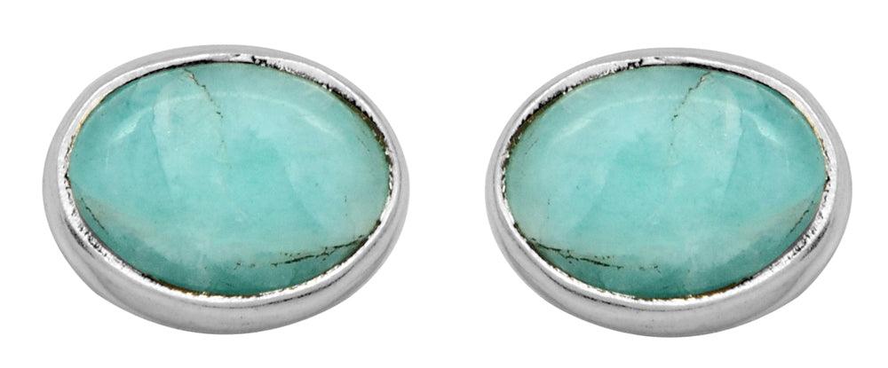 Natural Larimar Stud 925 Solid Sterling Silver Earrings Silver Jewelry - YoTreasure
