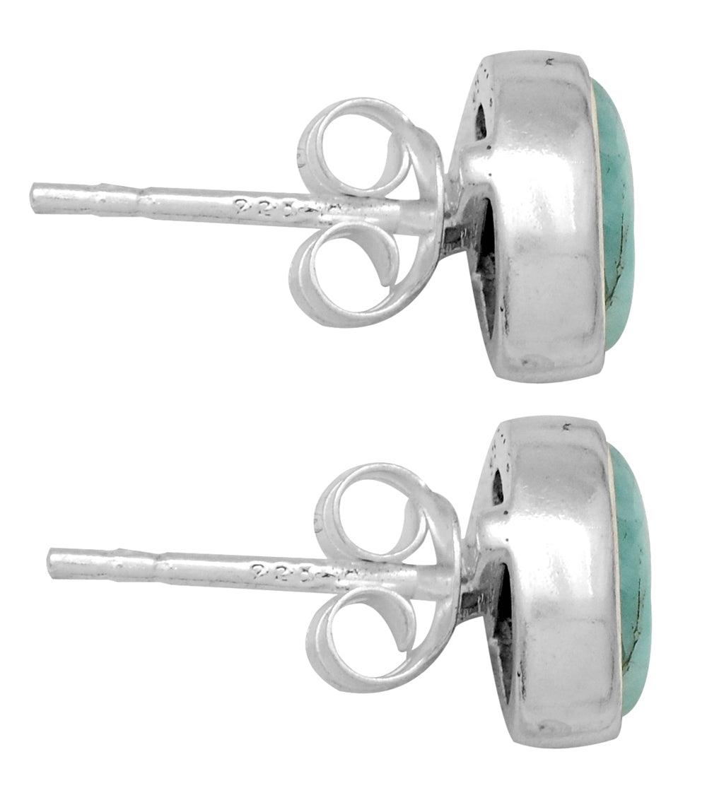 Natural Larimar Stud 925 Solid Sterling Silver Earrings Silver Jewelry - YoTreasure