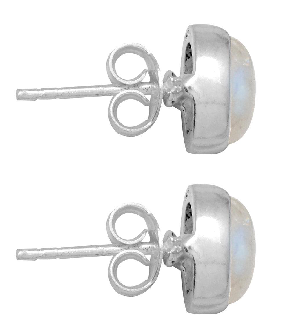Rainbow Moonstone Stud 925 Solid Sterling Silver Earrings Silver Jewelry - YoTreasure