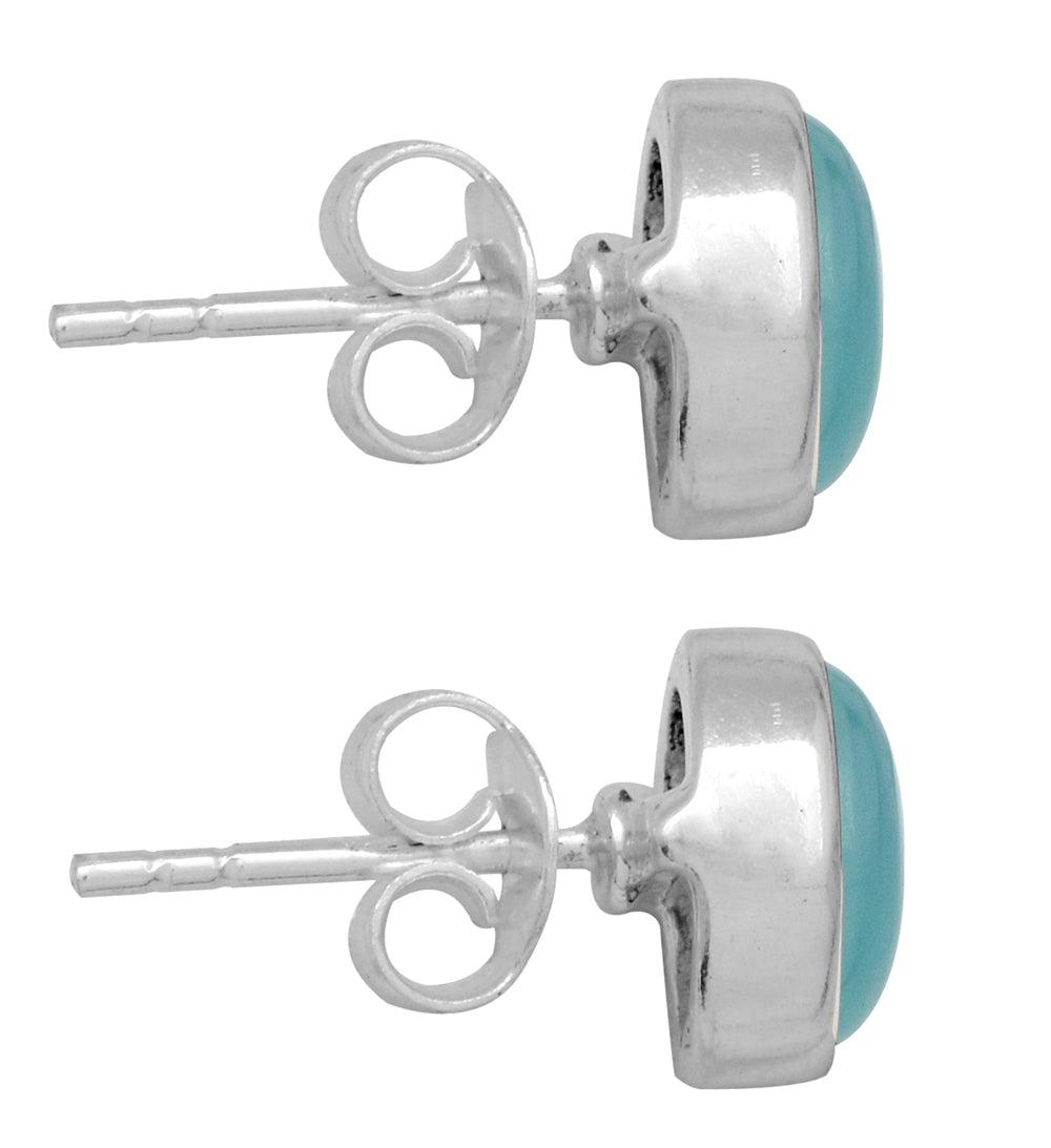 Aqua Chalcedony Solid 925 Sterling Silver Stud Earrings Jewelry - YoTreasure