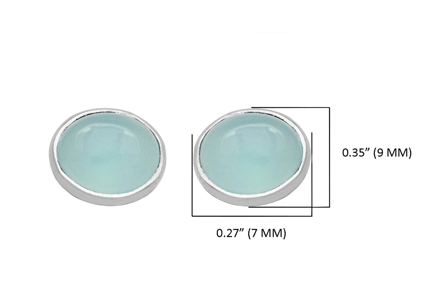 Aqua Chalcedony Solid 925 Sterling Silver Stud Earrings Jewelry - YoTreasure