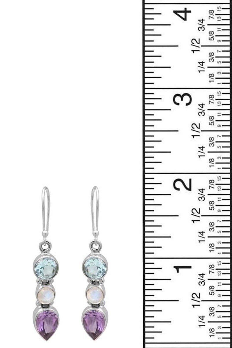 Amethyst Moonstone Blue Topaz 925 Solid Sterling Silver Earrings - YoTreasure