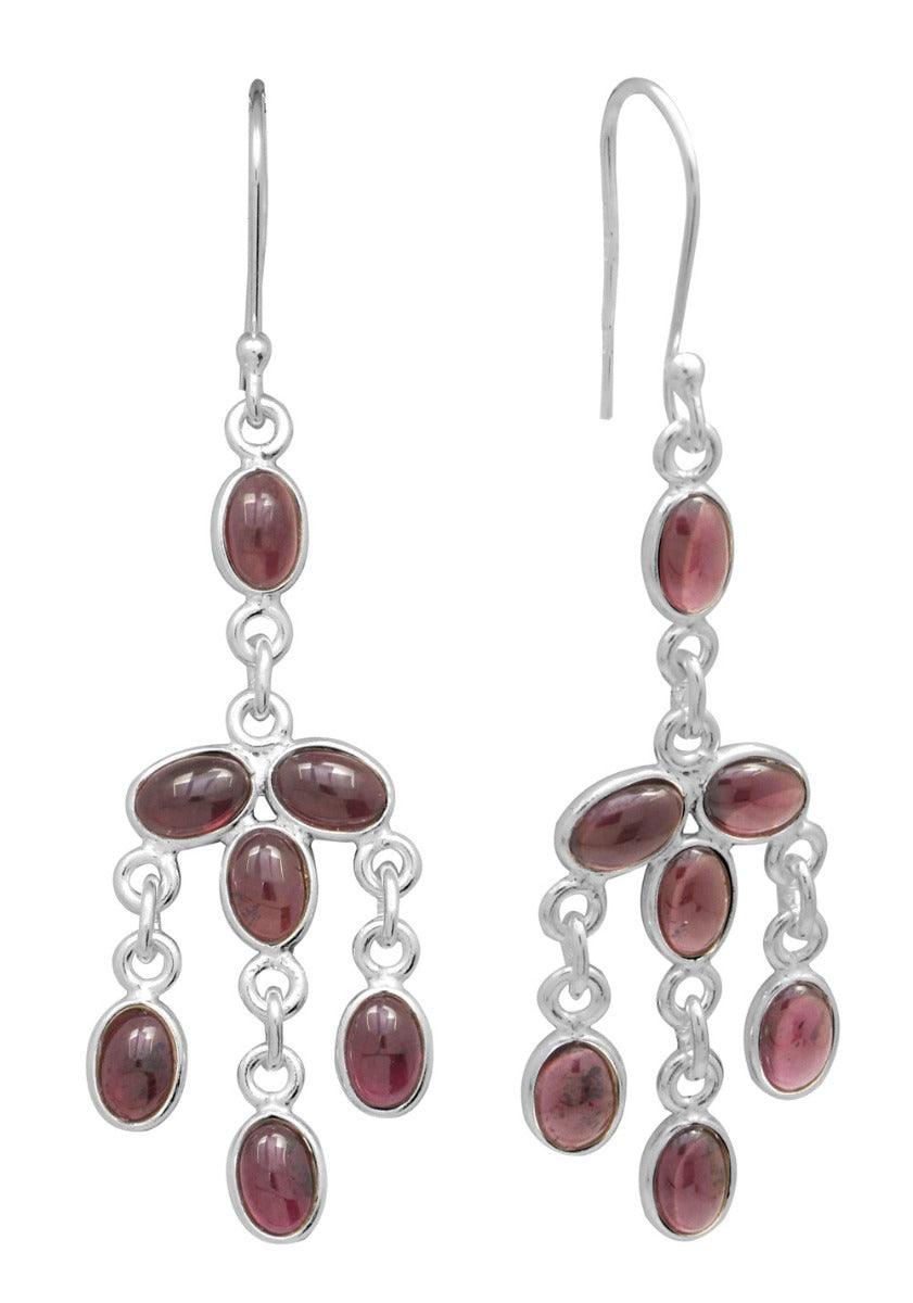 Natural Garnet Dangling 925 Solid Sterling Silver Earrings Silver Jewelry - YoTreasure