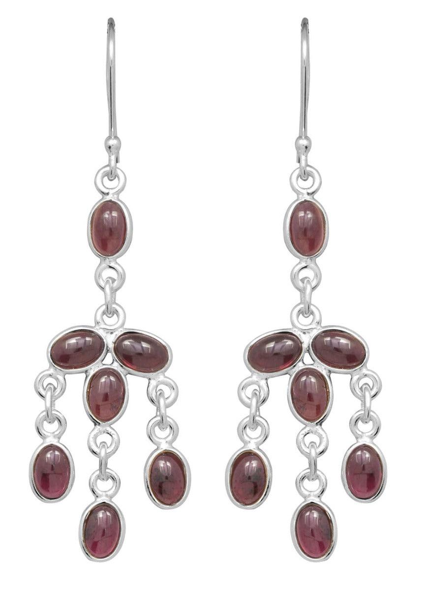 Natural Garnet Dangling 925 Solid Sterling Silver Earrings Silver Jewelry - YoTreasure