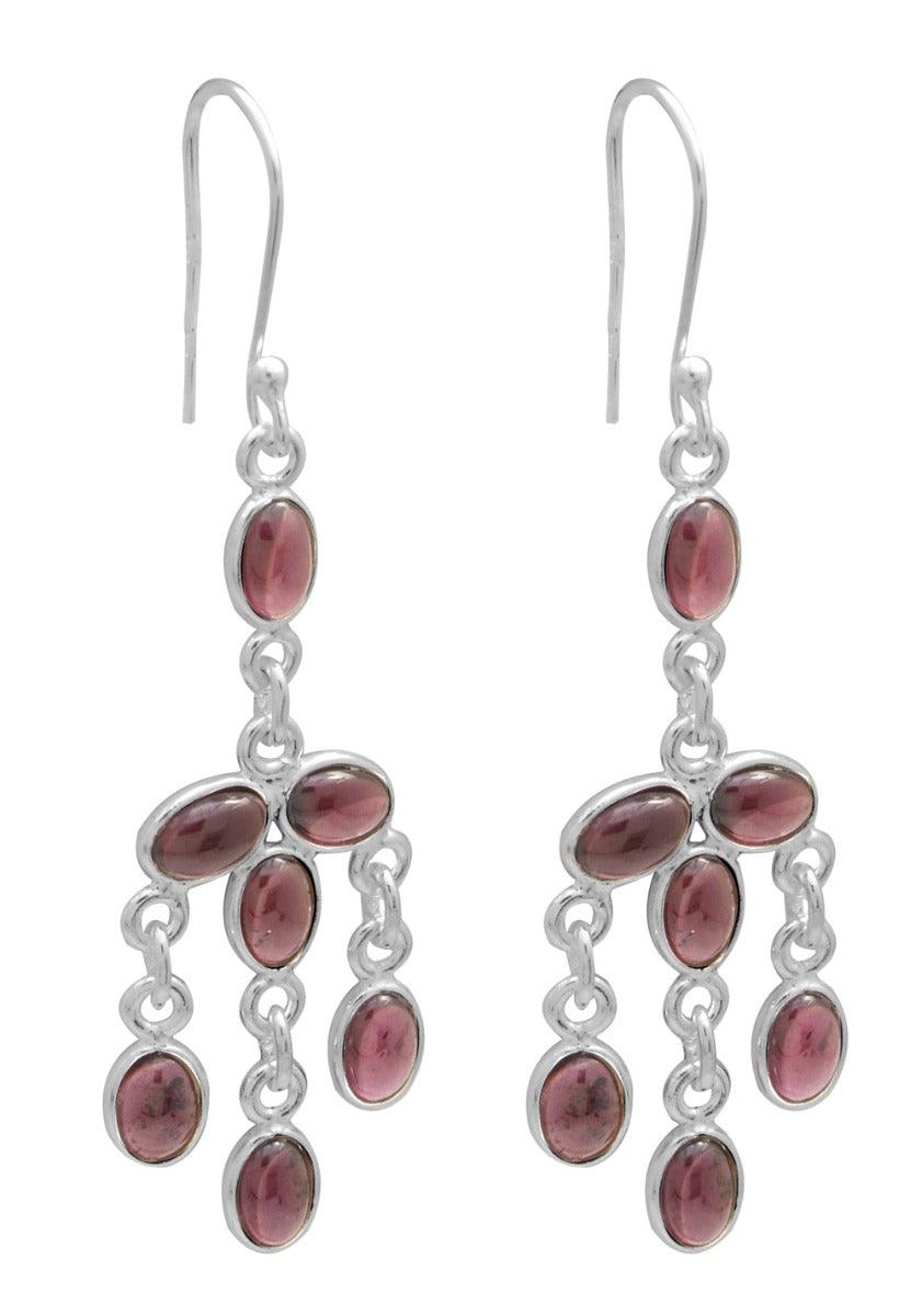 Natural Garnet Dangling 925 Solid Sterling Silver Earrings Silver Jewelry - YoTreasure