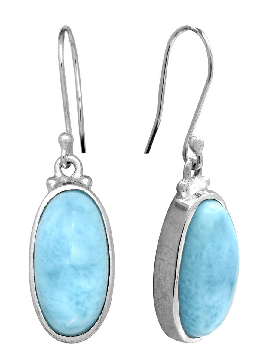 Larimar Solid 925 Sterling Silver Dangle Earrings Jewelry - YoTreasure
