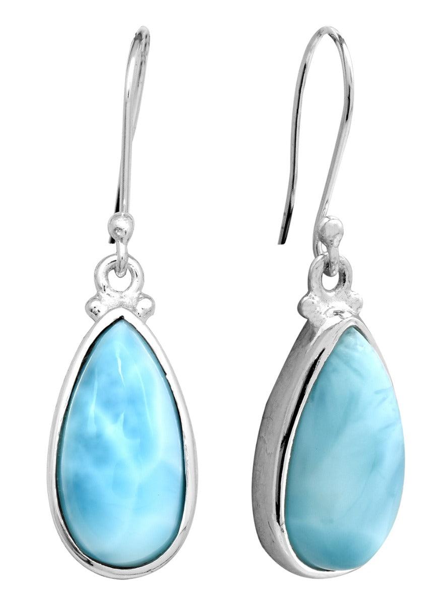 Larimar 925 Solid Solid Sterling Silver Earrings Silver Jewelry - YoTreasure